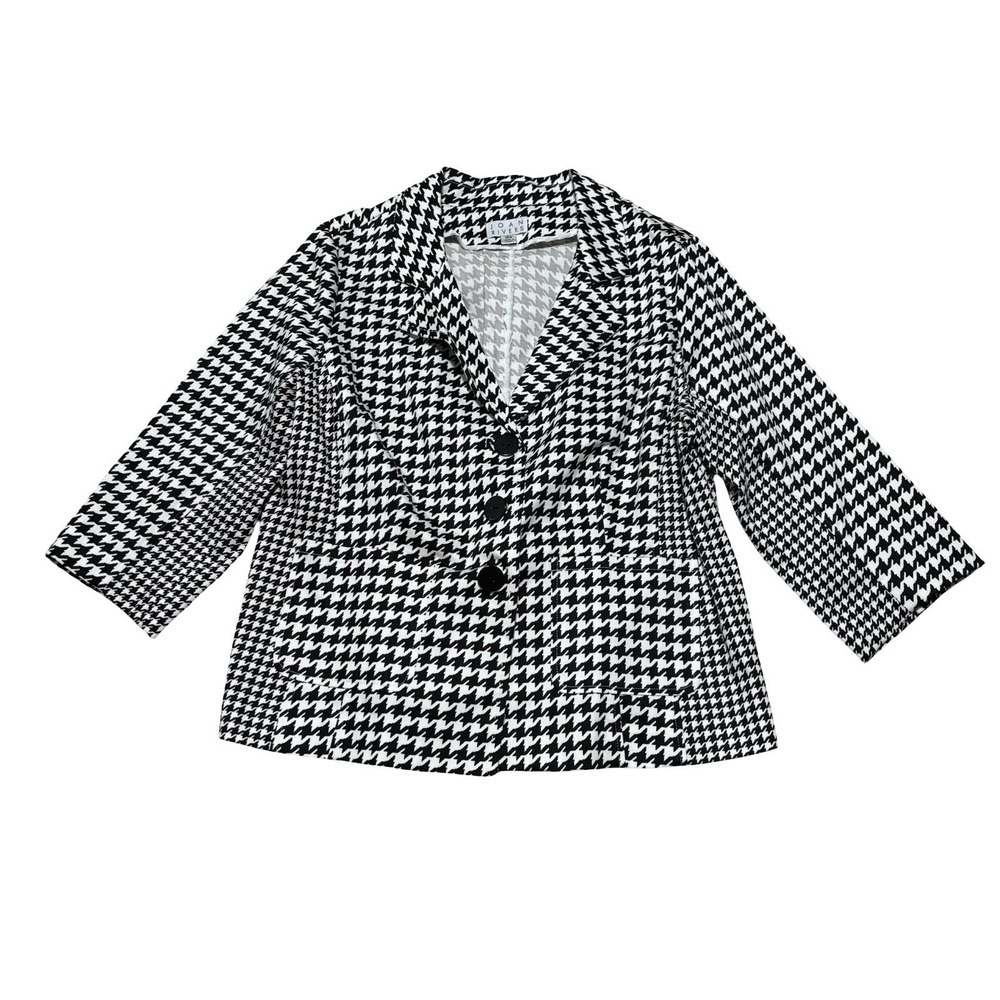 Joan Rivers Classic Houndstooth Black And White Blazer Coat Size 18W